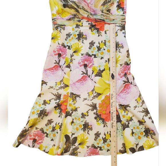 RICKIE FREEMAN for TERI JON Floral Cotton Dress Sz 10 has a lining flaw - Picture 6 of 13